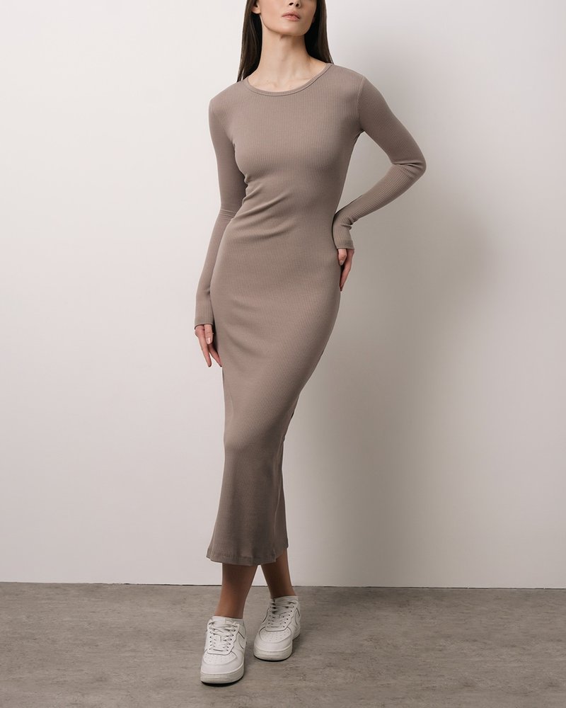 OXO-3794 Платье жен.  мод. 25 ЧЗ Рубчик, из лапши с длинным рукавом